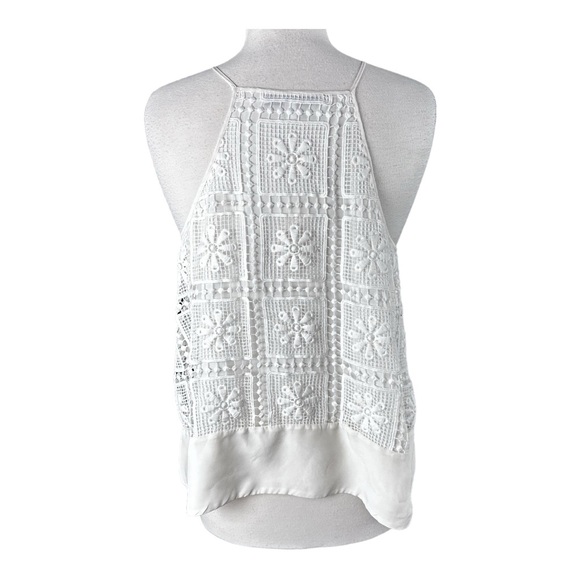ELIZABETH and JAMES Ivory Sleeveless Floral Crochet  Tank Top Size Large - Picture 2 of 10